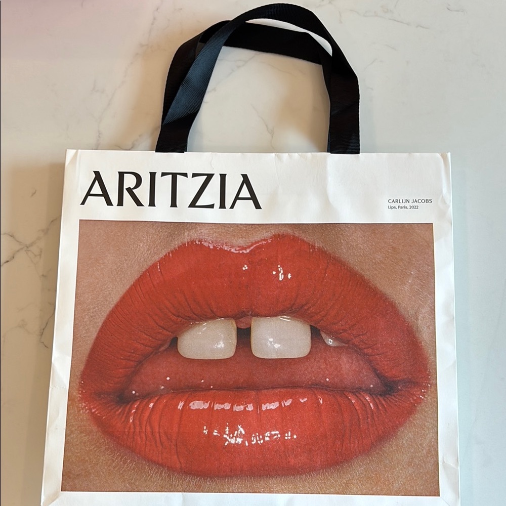Aritzia White and Black Tote Bag
